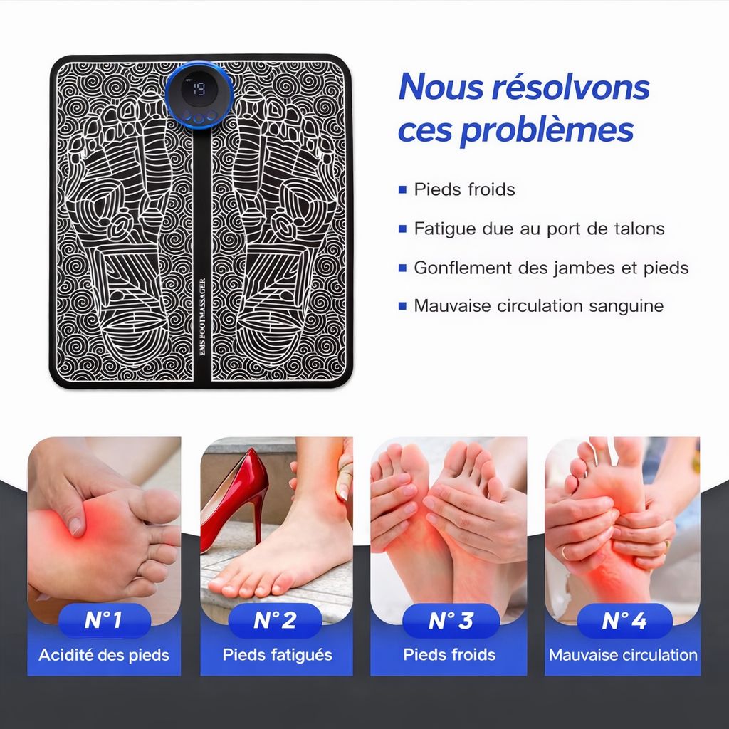 RelaxFeet™️ – Tapis de Massage EMS Intelligent